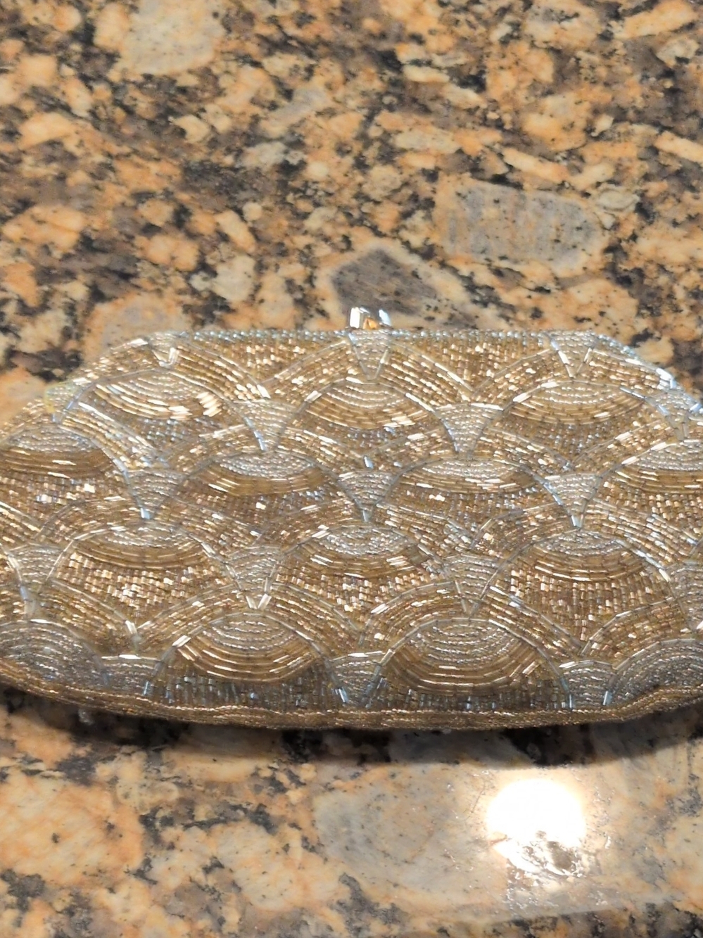 Elegant Beaded Silver Evening Clutch